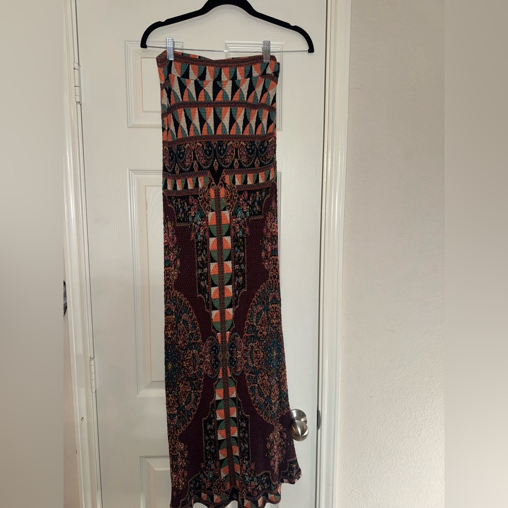 Farm Rio For Anthropologie Multicolor Geometric Strapless Dress